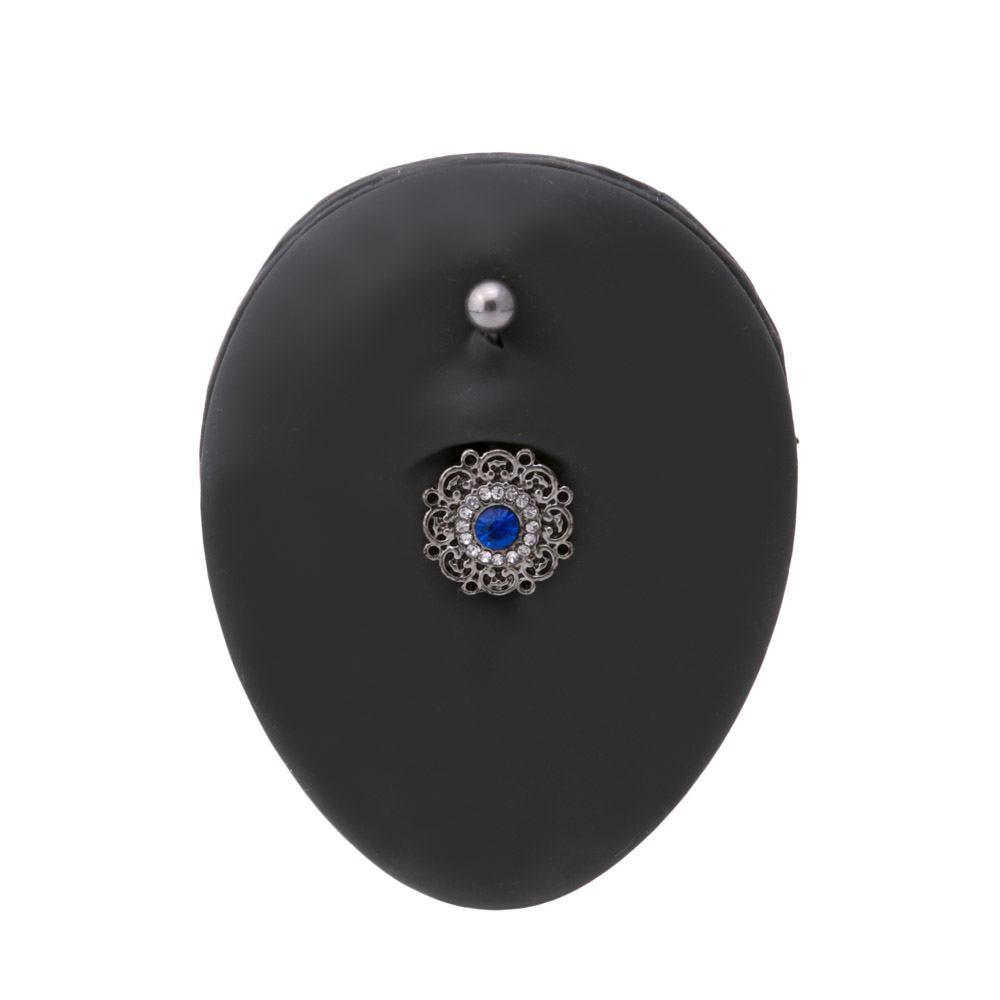 14g 7/16” Steel Jeweled Filigree Belly Button Ring