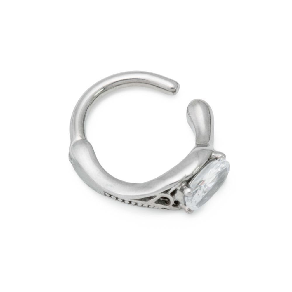 14g 3/8” Antique Oval Crystal Jeweled Steel Clicker — Price Per 1