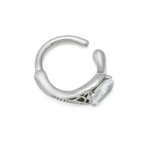 14g 3/8” Antique Oval Crystal Jeweled Steel Clicker — Price Per 1