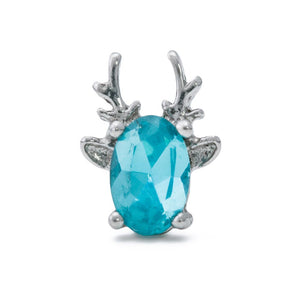 16g 5/16” Antlered Stag Straight Barbell with Aqua Jewel
