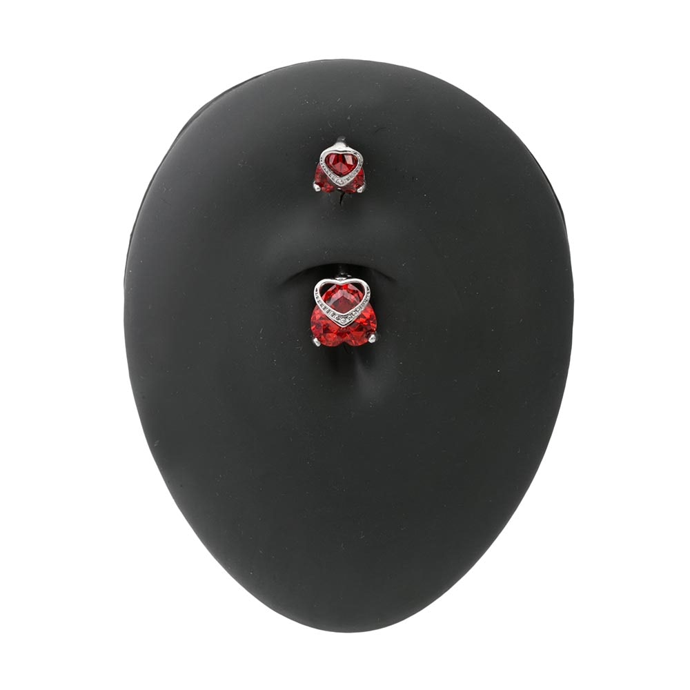 14g 3/8” Double Jeweled Royal Heart Top Down Belly Button Ring