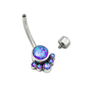 Opal Terraced Cluster Titanium Navel Curve