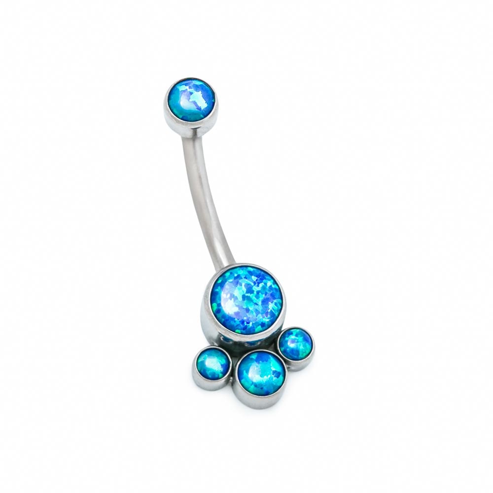 Opal Terraced Cluster Titanium Navel Curve