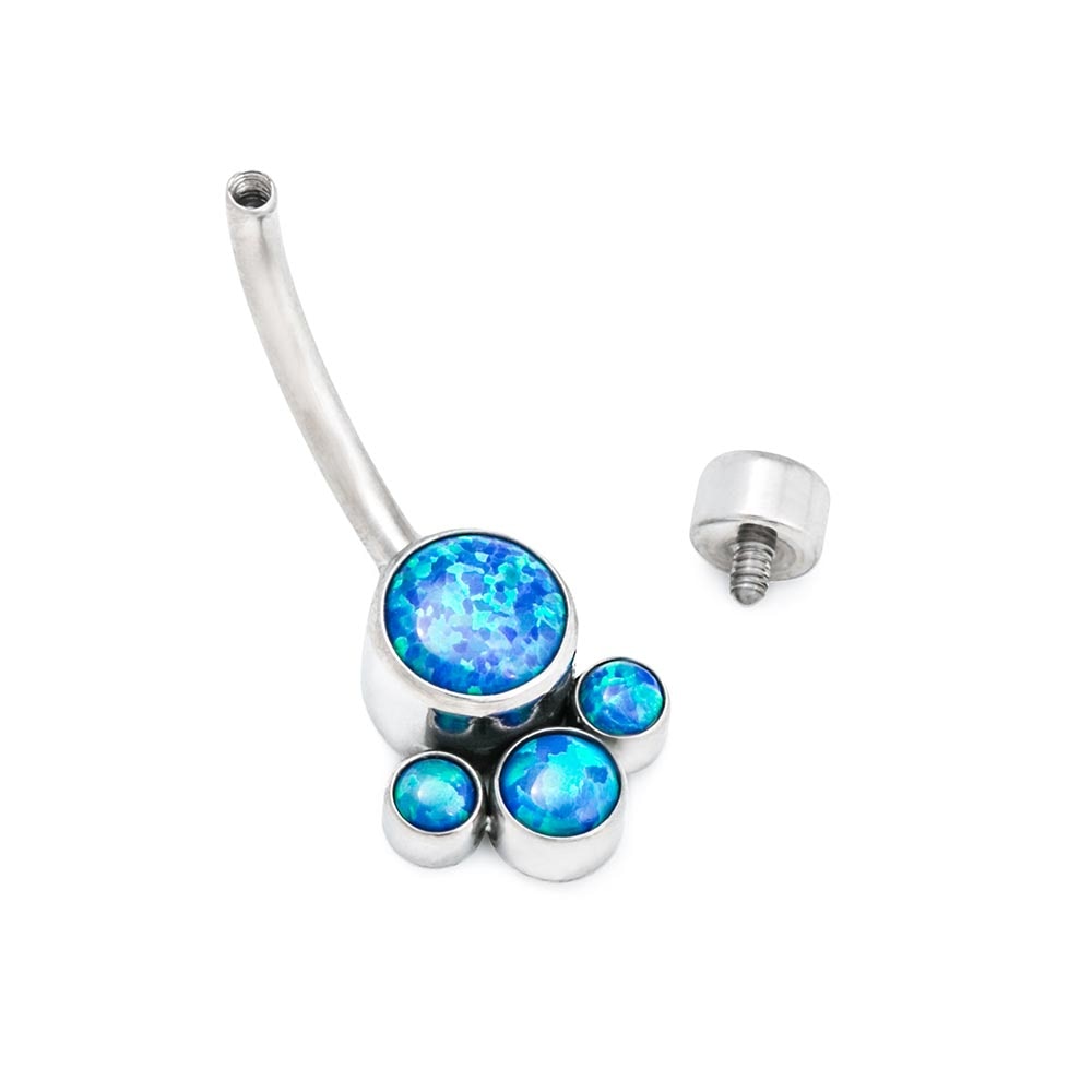 Opal Terraced Cluster Titanium Navel Curve