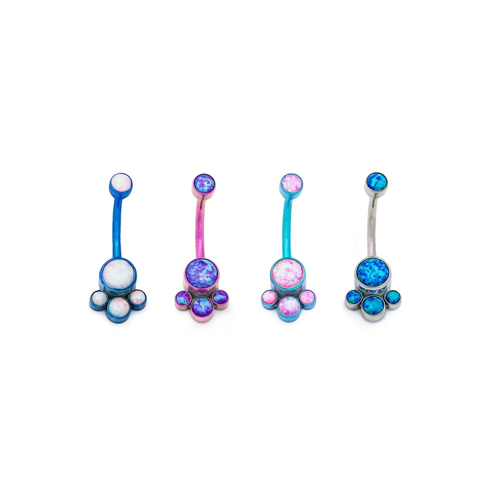 Opal Terraced Cluster Titanium Navel Curve