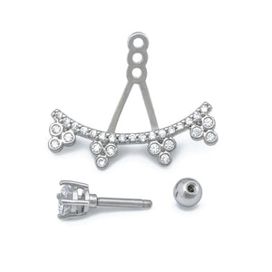 16g 1/4” Crystal Clusters Rhodium Plated Cartilage Earring