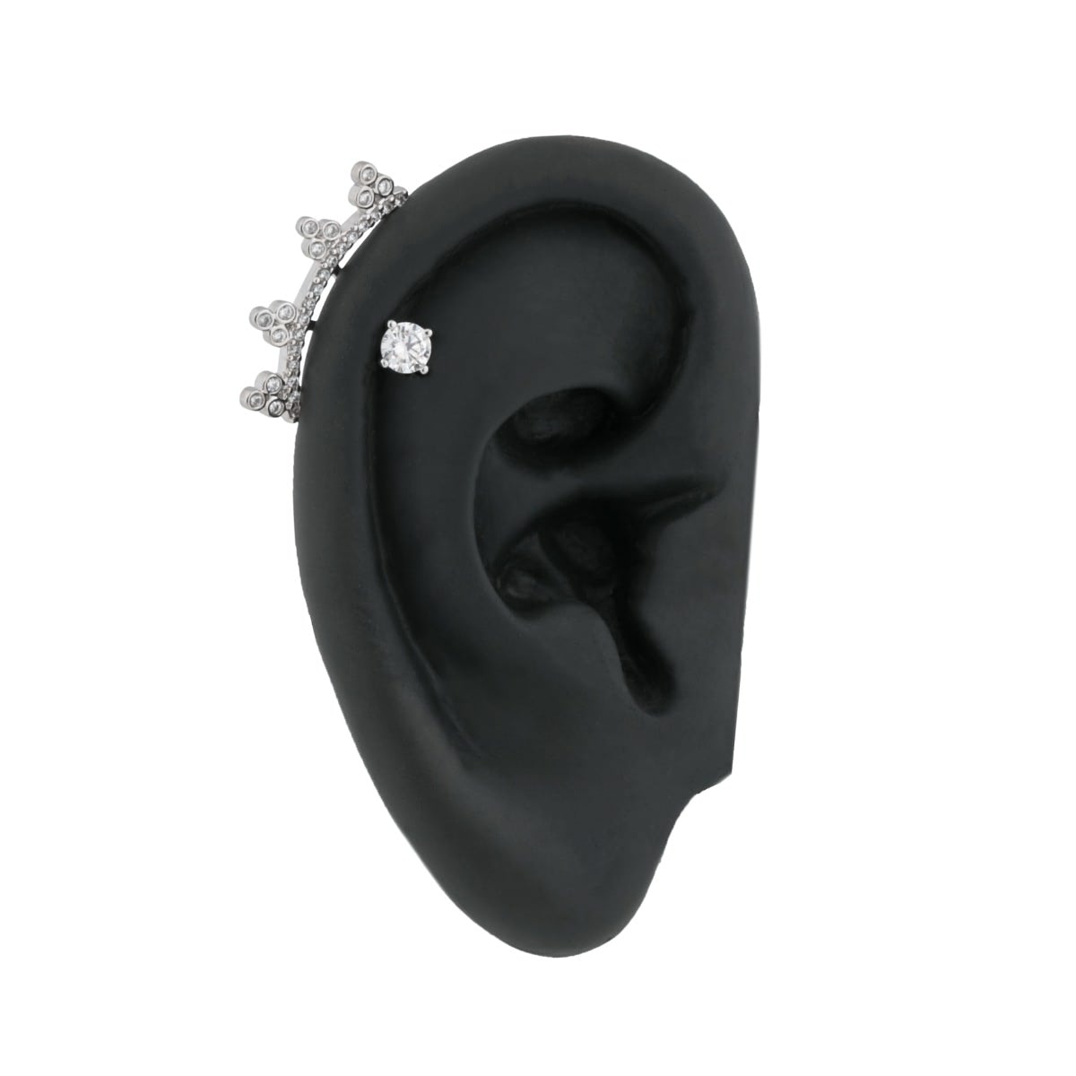 16g 1/4” Crystal Clusters Rhodium Plated Cartilage Earring