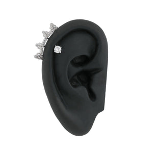16g 1/4” Crystal Clusters Rhodium Plated Cartilage Earring