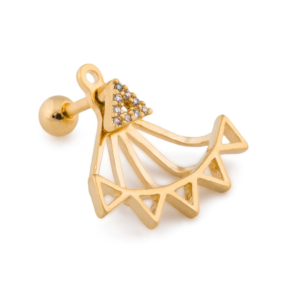 16g 1/4” Vector Triangles Gold Plated Cartilage Earring