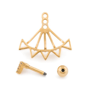 16g 1/4” Vector Triangles Gold Plated Cartilage Earring
