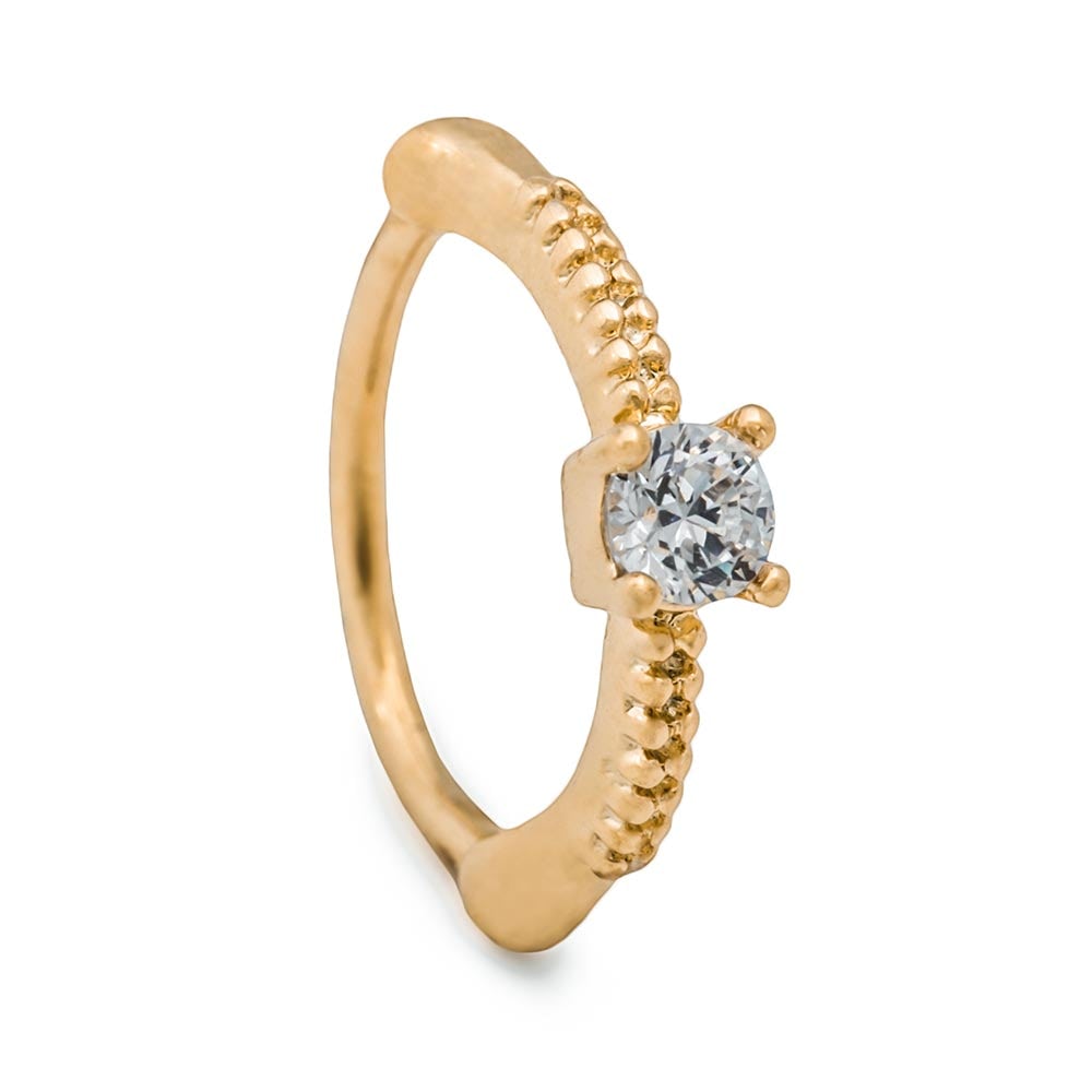 18g 3/8” Crystal Jewel Gold Plated Clicker