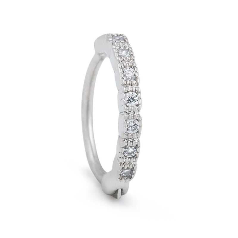 18g 3/8” Antique Crystal Band Rhodium Plated Clicker