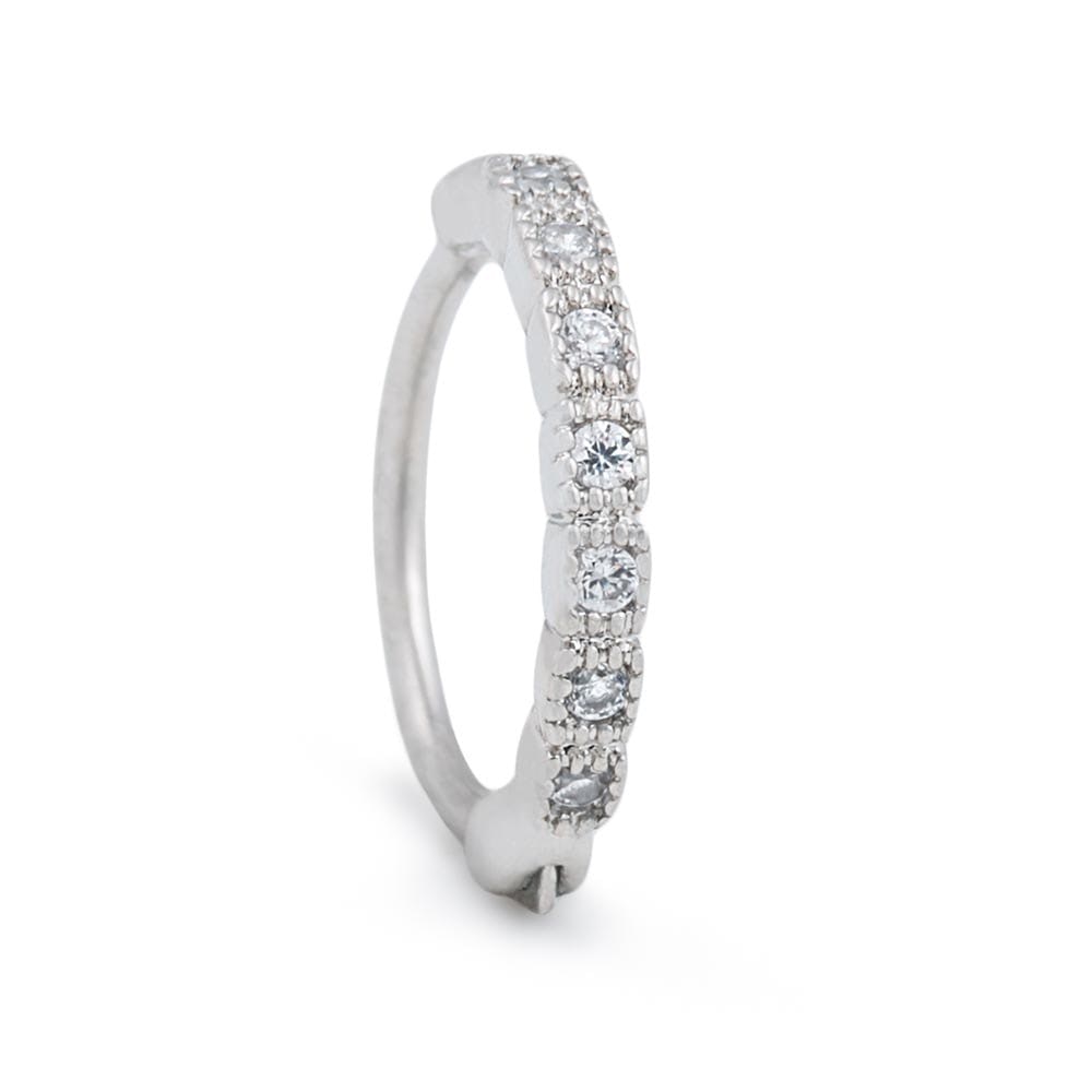 18g 3/8” Antique Crystal Band Rhodium Plated Clicker