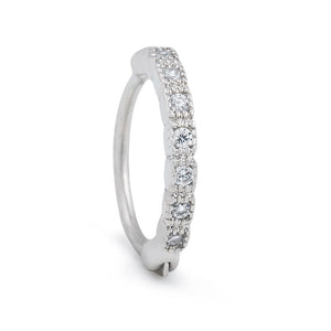 18g 3/8” Antique Crystal Band Rhodium Plated Clicker