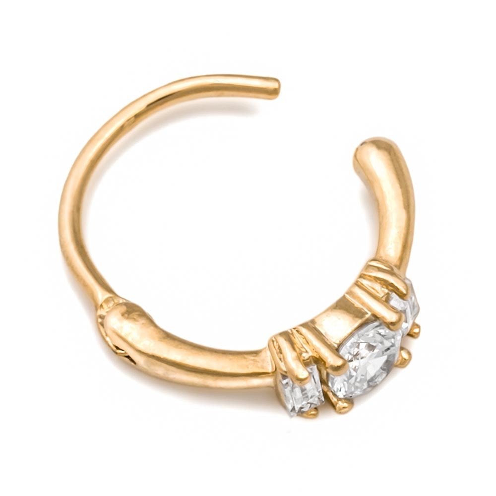 18g 3/8” Flanked Crystal Gold Plated Clicker