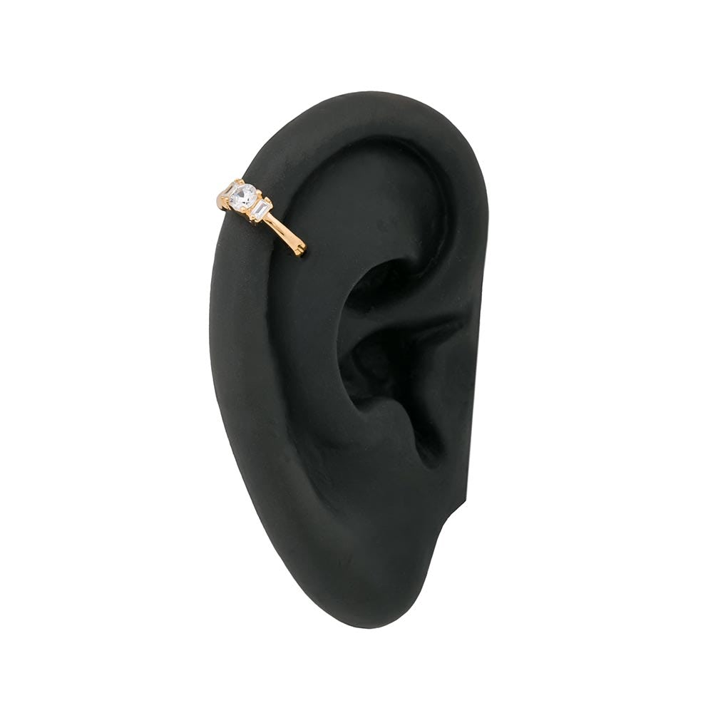 18g 3/8” Flanked Crystal Gold Plated Clicker