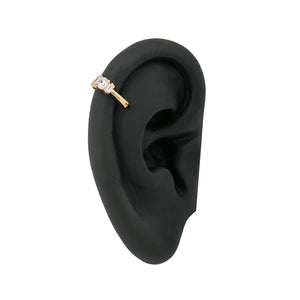 18g 3/8” Flanked Crystal Gold Plated Clicker