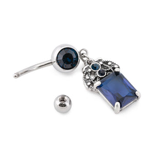 14g 3/8” Blue Prince’s Crown Dangle Belly Button Ring