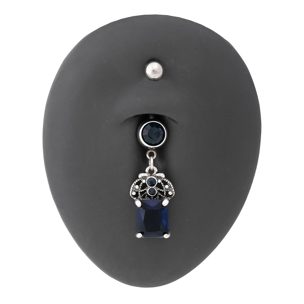 14g 3/8” Blue Prince’s Crown Dangle Belly Button Ring