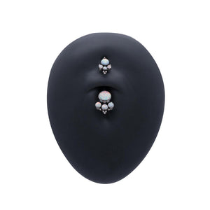 Double White Opal Cluster Titanium Navel Curve