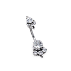 Double Gem Cluster Titanium Navel Curve