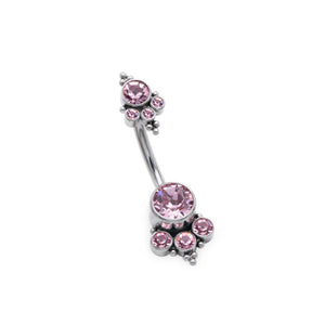 Double Gem Cluster Titanium Navel Curve