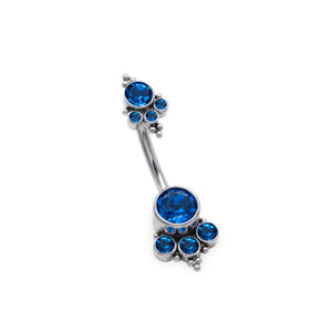 Double Gem Cluster Titanium Navel Curve