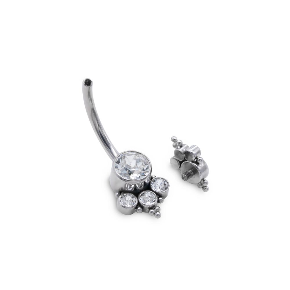 Double Gem Cluster Titanium Navel Curve