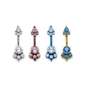 Double Gem Cluster Titanium Navel Curve