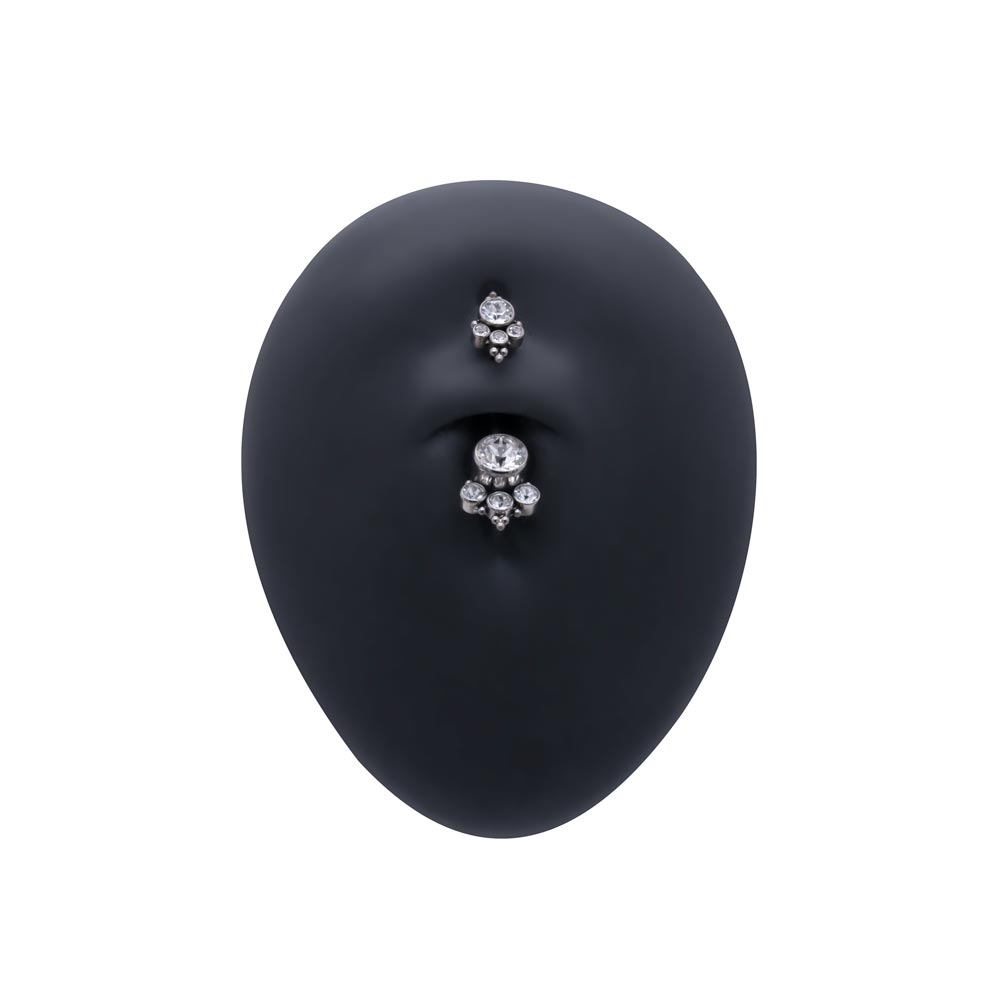 Double Gem Cluster Titanium Navel Curve