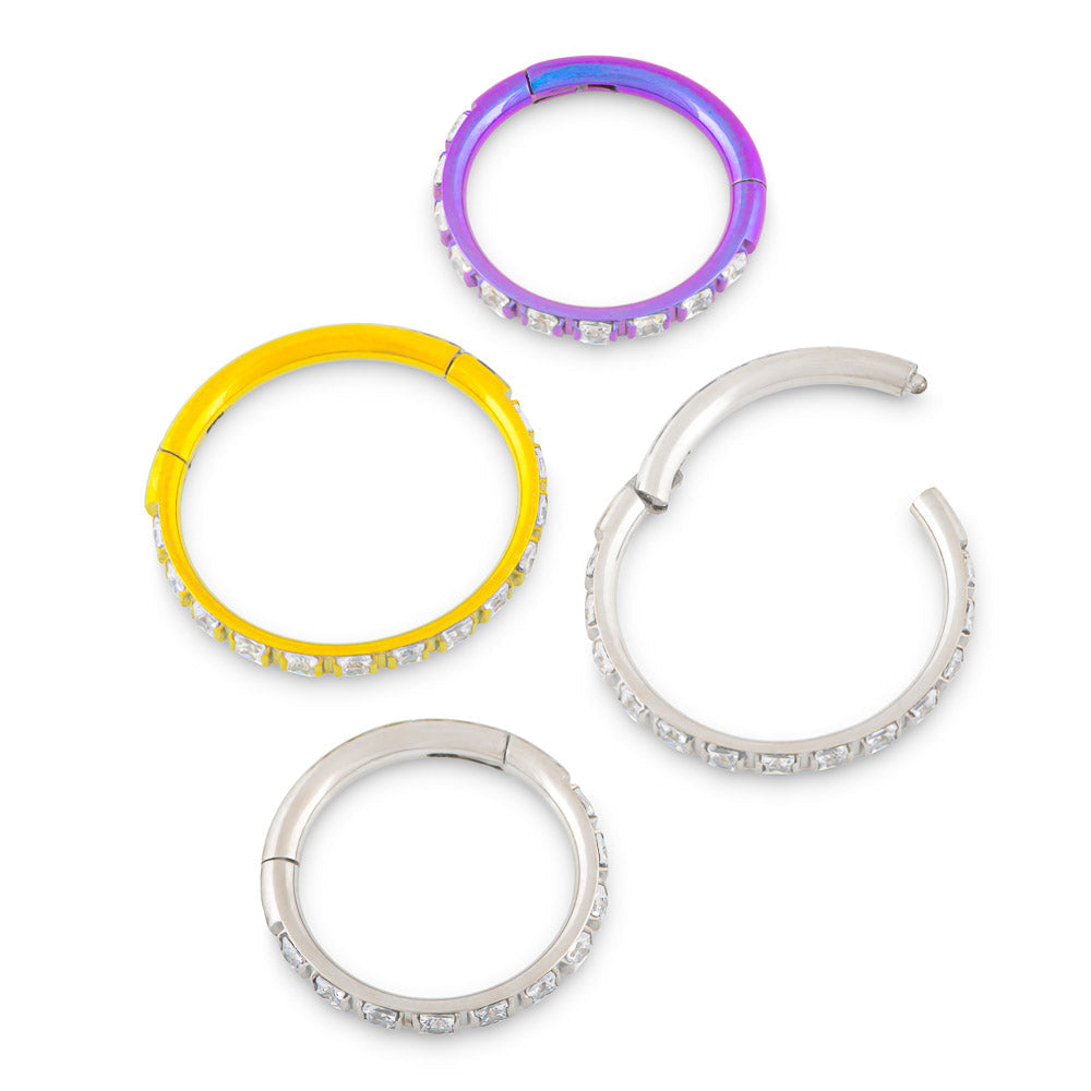 Square Cut Gemmed Titanium Clicker