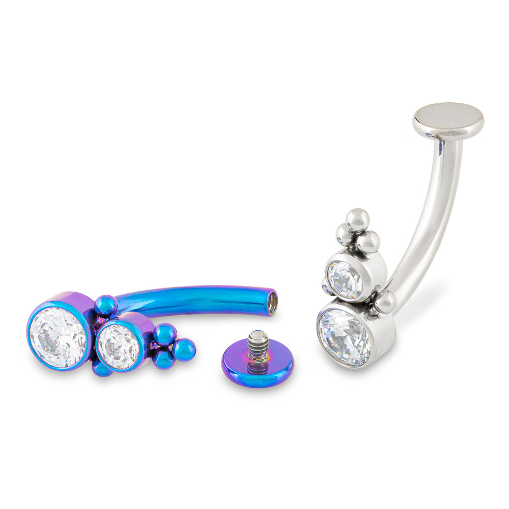 Bubbles Cluster Titanium Navel Curve