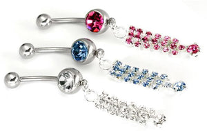 14g 7/16" Multi-Jewel Dangle on a Single Jewel Belly Button Ring