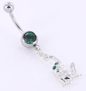 14g 7/16" Single Gem with Hanging Frog Belly Button Ring