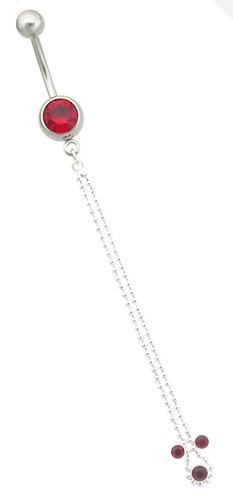 14g 7/16" Long Double Chain Dangle with Jewels Belly Button Ring