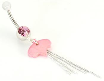 14g 7/16" Jewel with Acyrlic Dangle Tassel Belly Button Ring