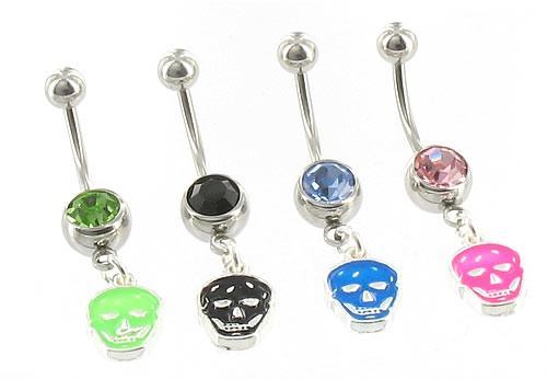 14g 7/16” McQueen Designer Skull Fashion Belly Button Ring