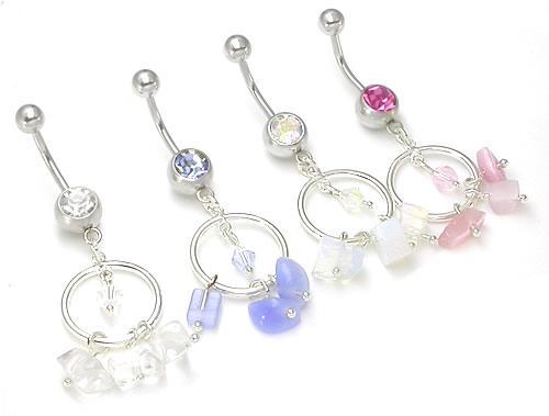 14g 7/16” Jeweled Playful Dangle Belly Button Ring
