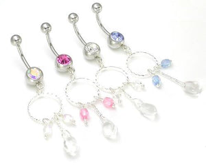 14g 7/16" Fashion Tear Drop Dangle Belly Button Ring