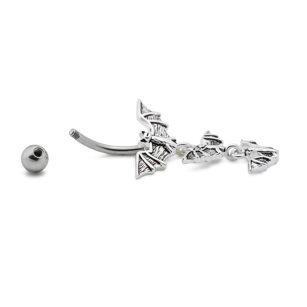 14g 7/16” Triple Bat Dangle Steel Belly Button Ring