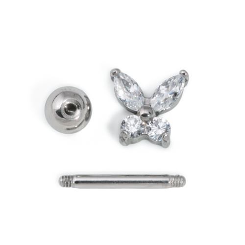 16g 5/16" Crystal Butterfly Steel Barbell — Price Per 1