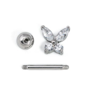 16g 5/16" Crystal Butterfly Steel Barbell — Price Per 1