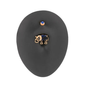 14g 3/8” PVD Gold Indian Blue Elephant Belly Button Ring