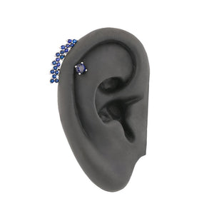16g 1/4” Deep Blue Trinity Rhodium Plated Earring