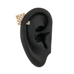 16g 1/4” Crystal Pyramid Gold Plated Cartilage Earring
