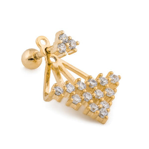 16g 1/4” Crystal Pyramid Gold Plated Cartilage Earring