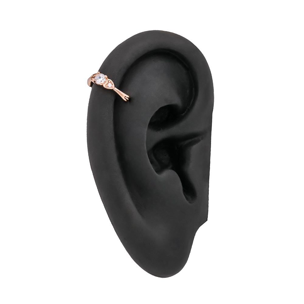 18g 3/8” Crystal Hearts Rose Gold Plated Clicker