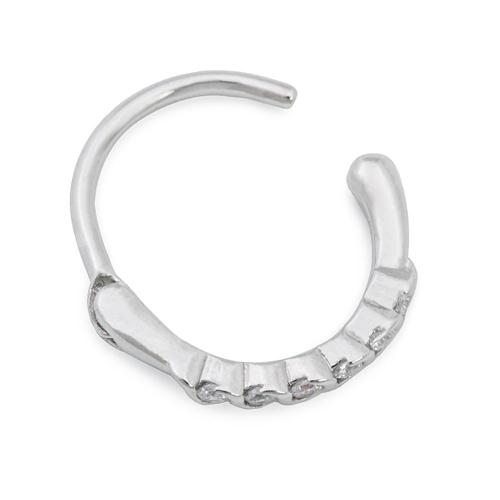 18g 3/8” Entwined Crystal Band Rhodium Plated Clicker