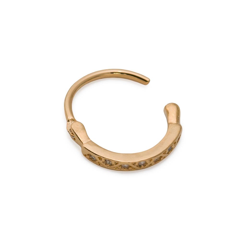 18g 3/8” Crystal Channel Gold Plated Clicker