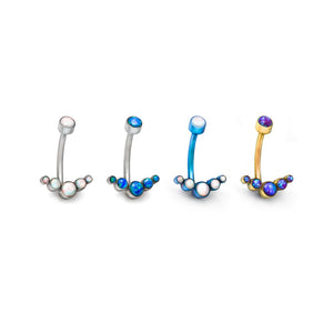 Curved Opal Cluster Titanium Navel Curve - Threaded